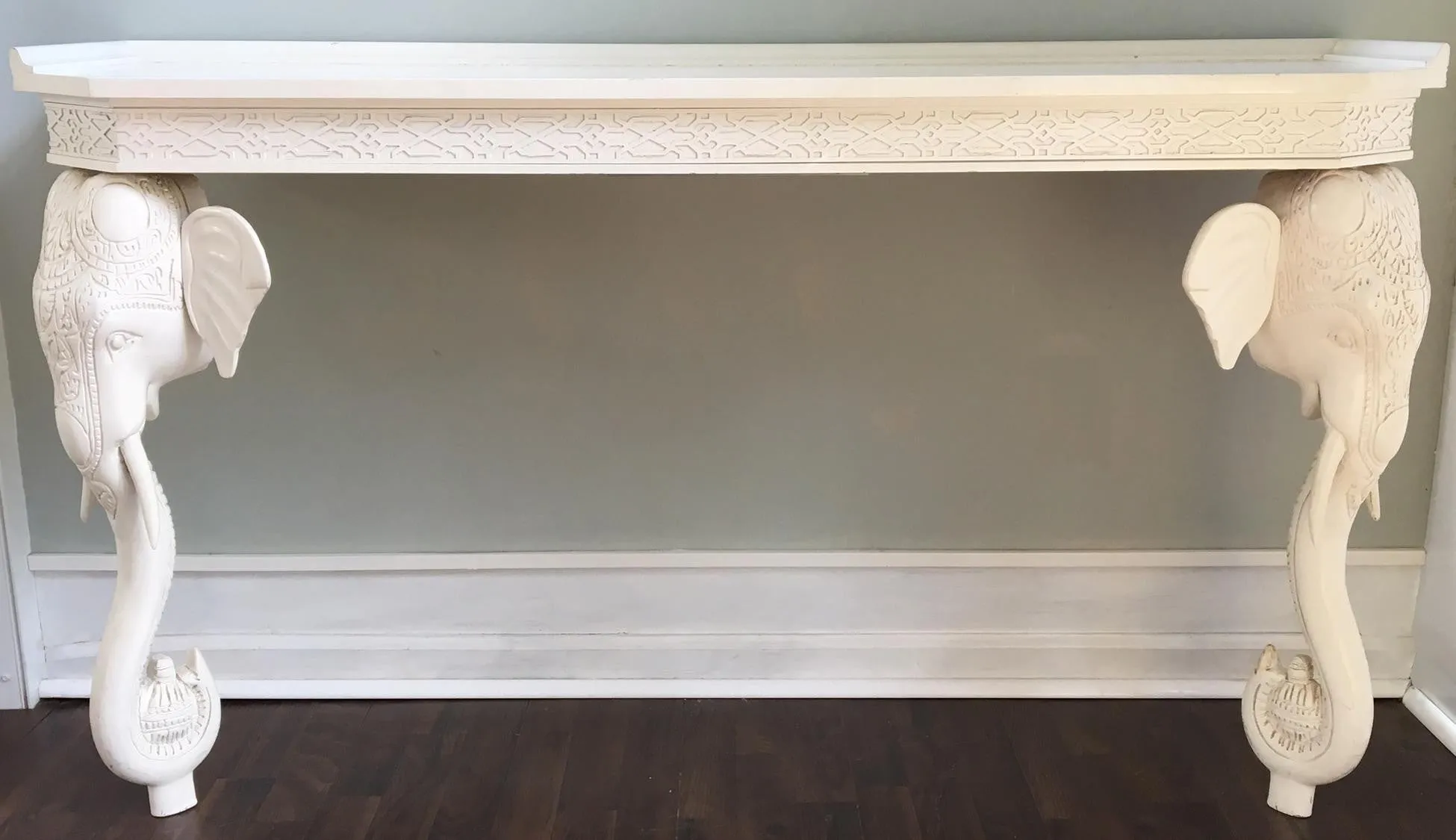Gampel-Stoll Sculptural Carved Elephant Console Table