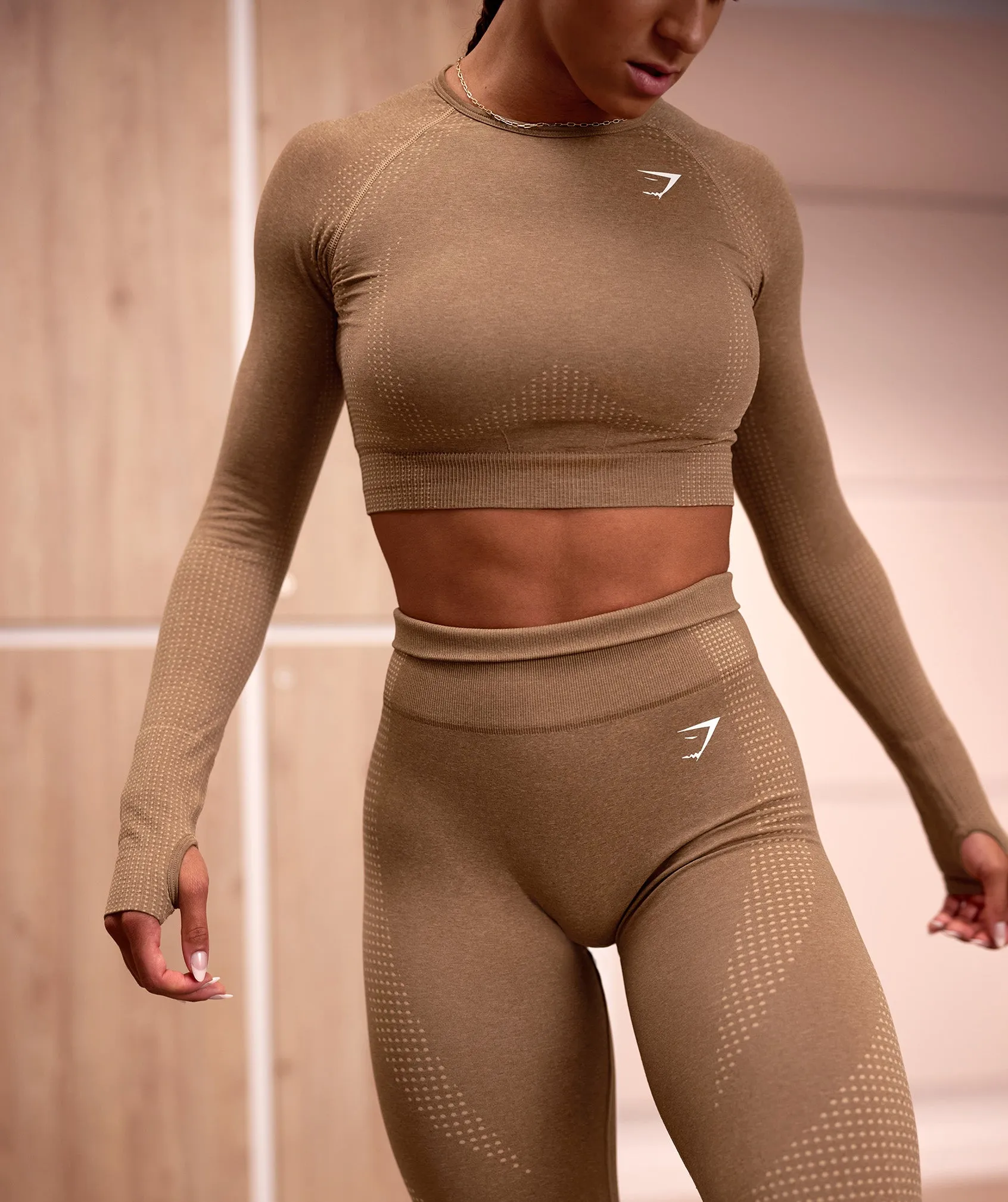 Gymshark Vital Seamless 2.0 Crop Top - Fawn Marl