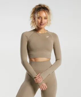 Gymshark Vital Seamless 2.0 Crop Top - Vanilla Brown Marl