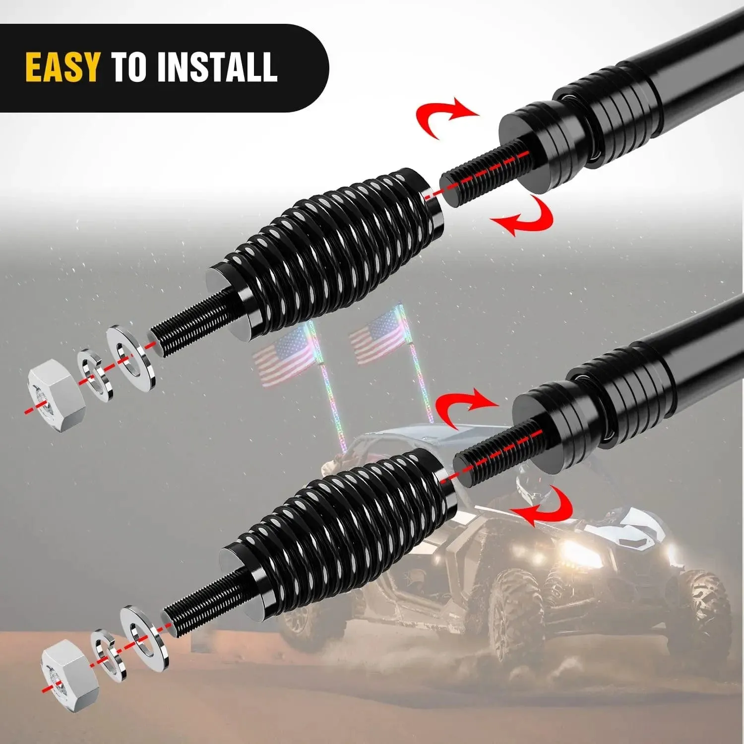 Heavy Duty Barrel Spring Mounting Base for Whip Light (Pair)