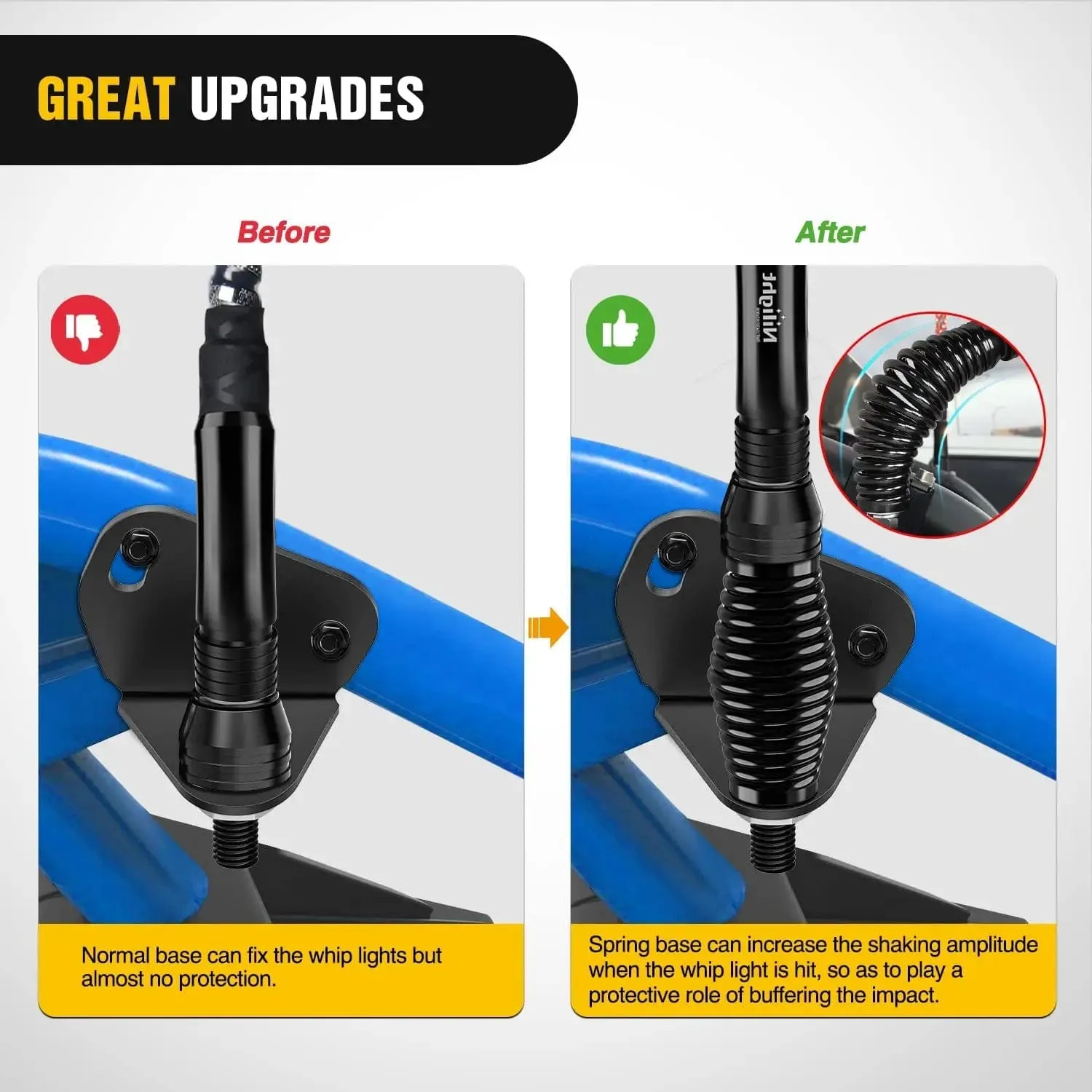 Heavy Duty Barrel Spring Mounting Base for Whip Light (Pair)