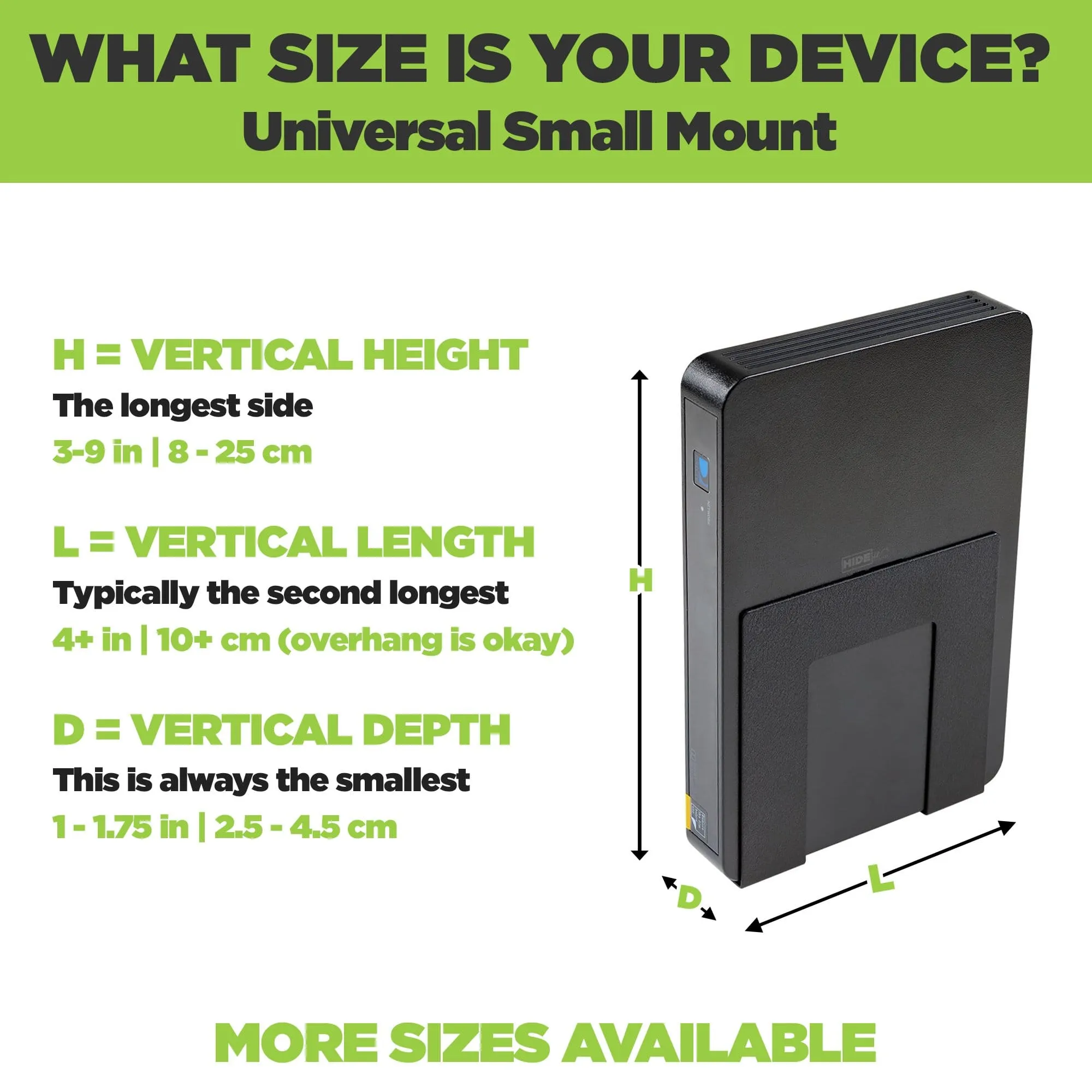 HIDEit Uni-S | Adjustable Small Electronics, Cable Box Mount   Small Computer Mount
