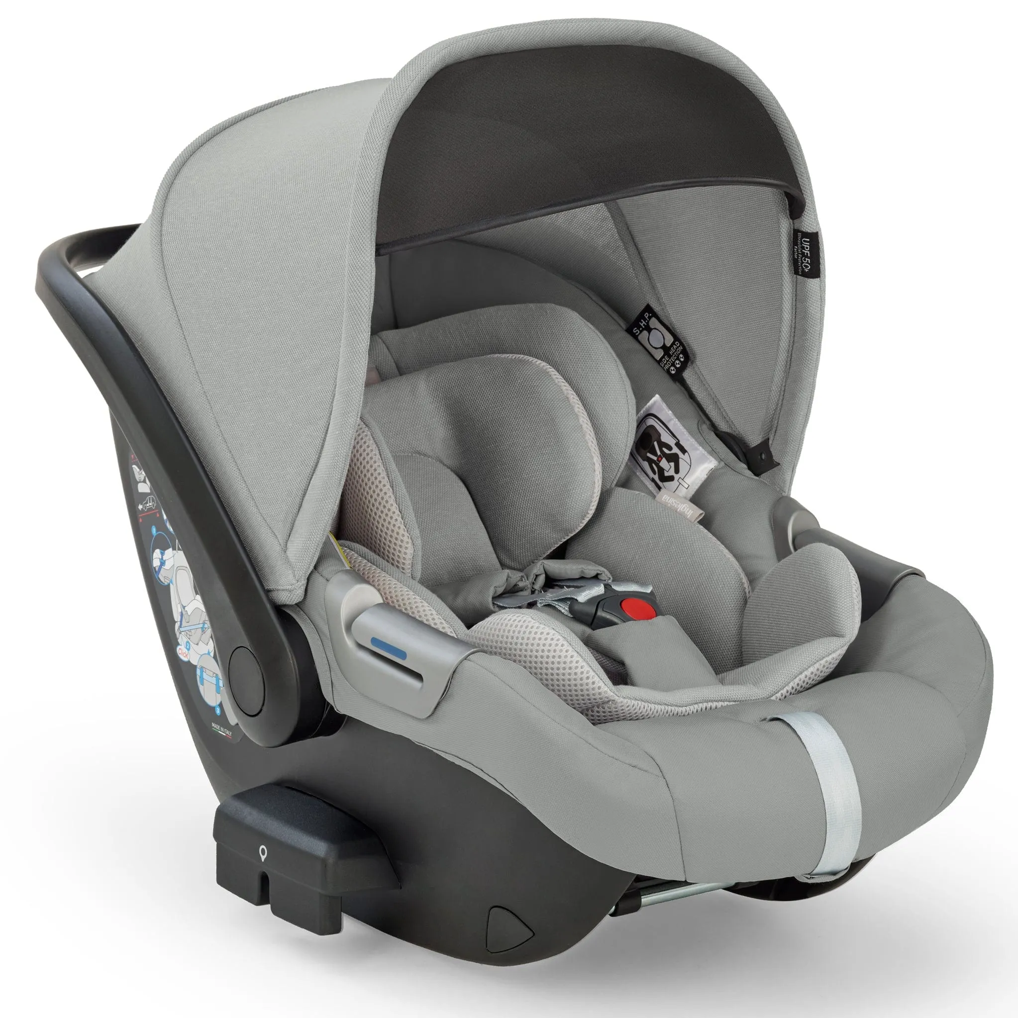 Inglesina Electa System Quattro in Greenwich Silver with Darwin car seat and i-Size 360 base
