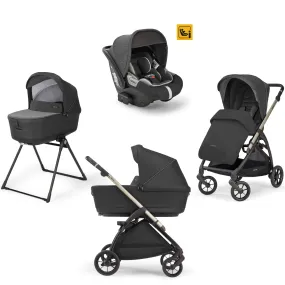 Inglesina Electa System Quattro in Upper Black with Darwin car seat and i-Size 360 base