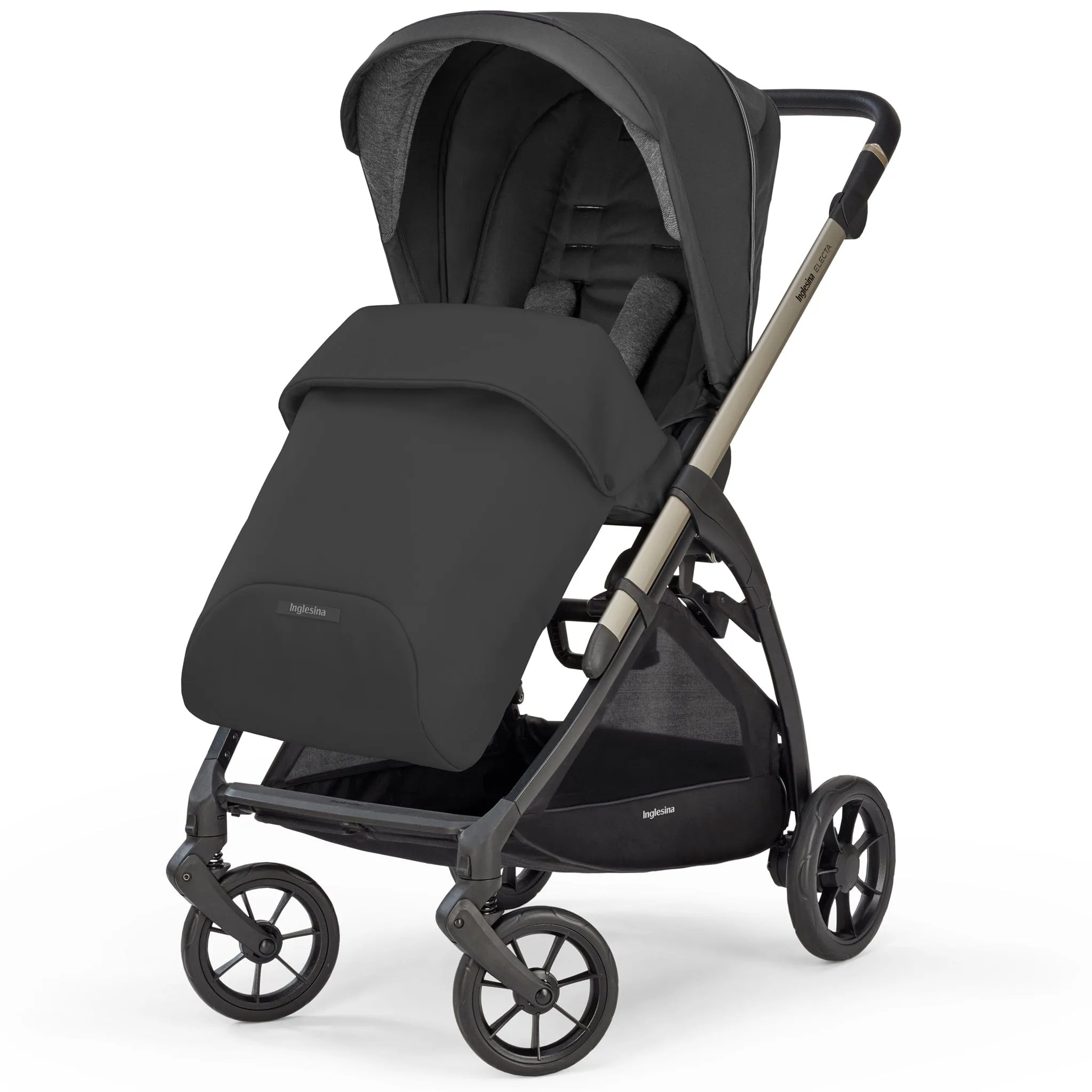 Inglesina Electa System Quattro in Upper Black with Darwin car seat and i-Size 360 base