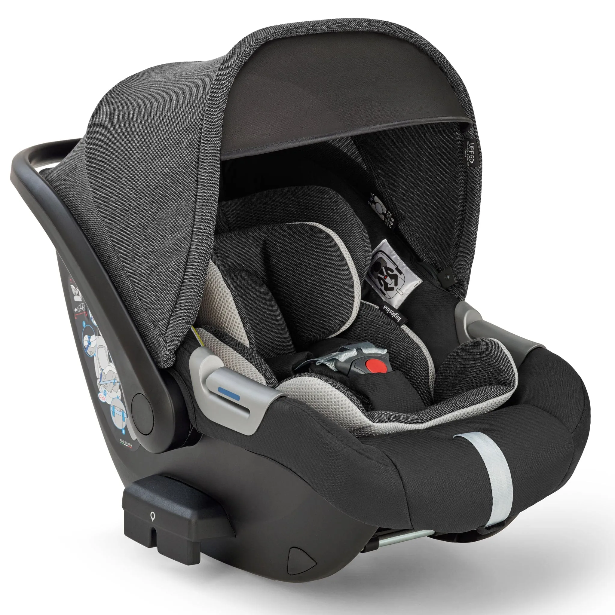 Inglesina Electa System Quattro in Upper Black with Darwin car seat and i-Size 360 base