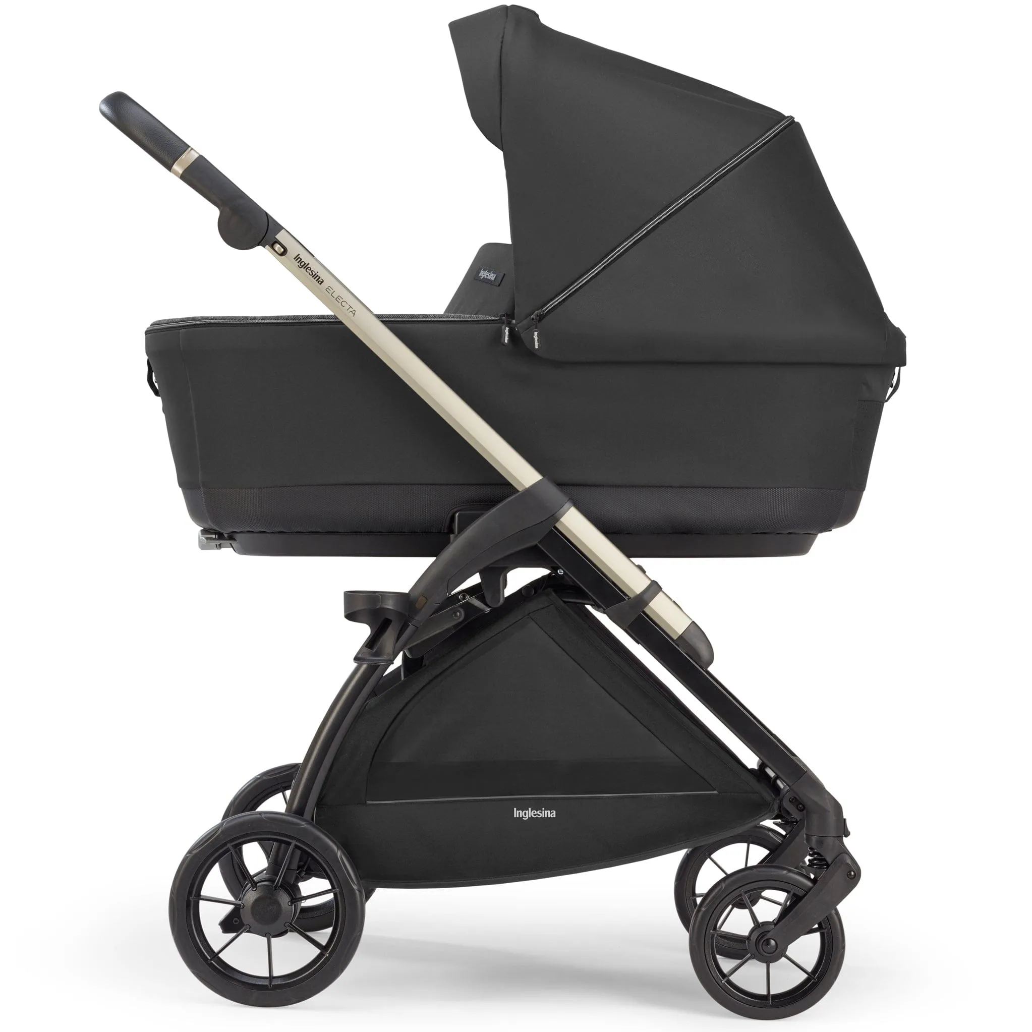 Inglesina Electa System Quattro in Upper Black with Darwin car seat and i-Size 360 base
