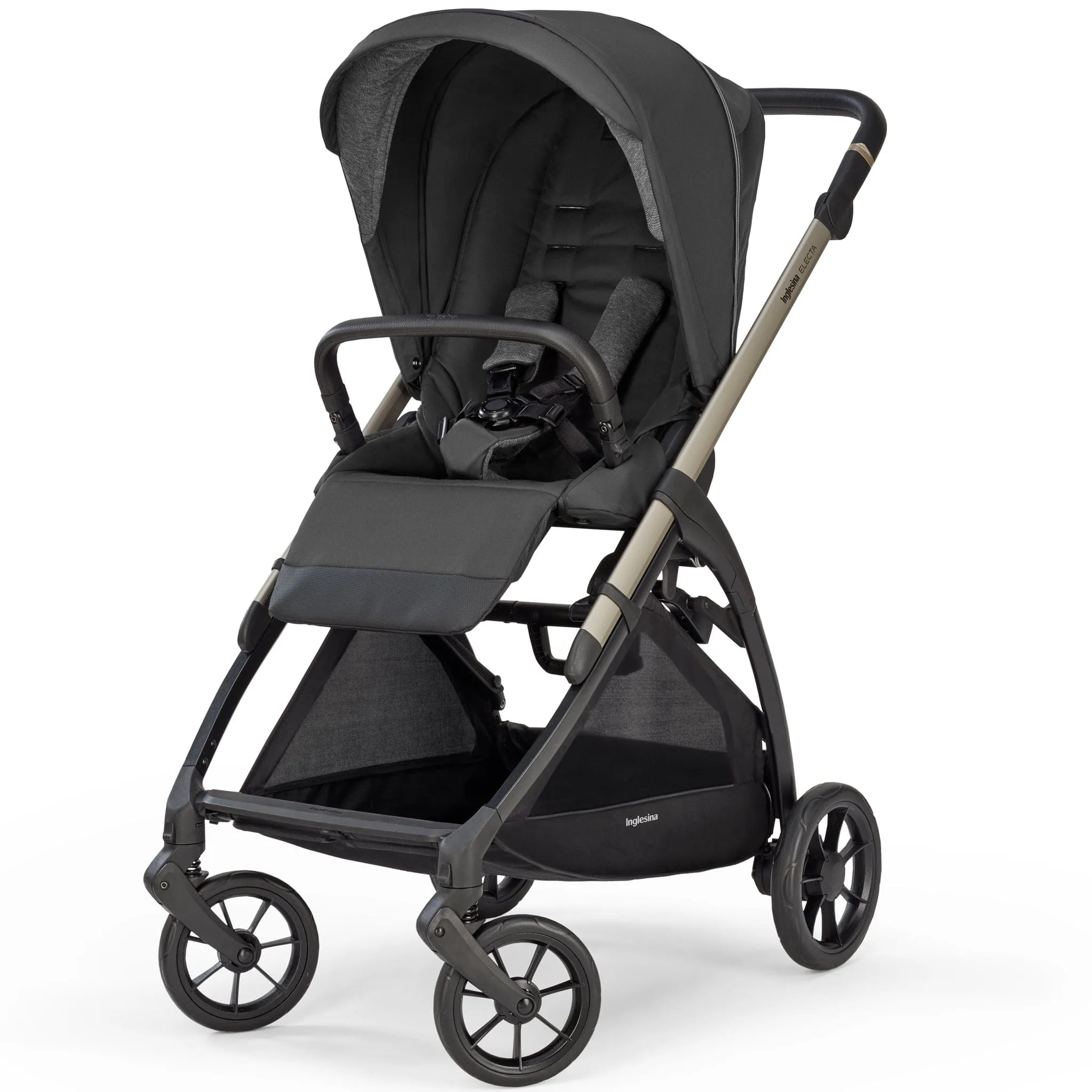 Inglesina Electa System Quattro in Upper Black with Darwin car seat and i-Size 360 base