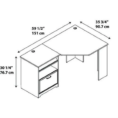 L-Shaped Corner Computer Desk with File Drawer in Espresso Wood Finish