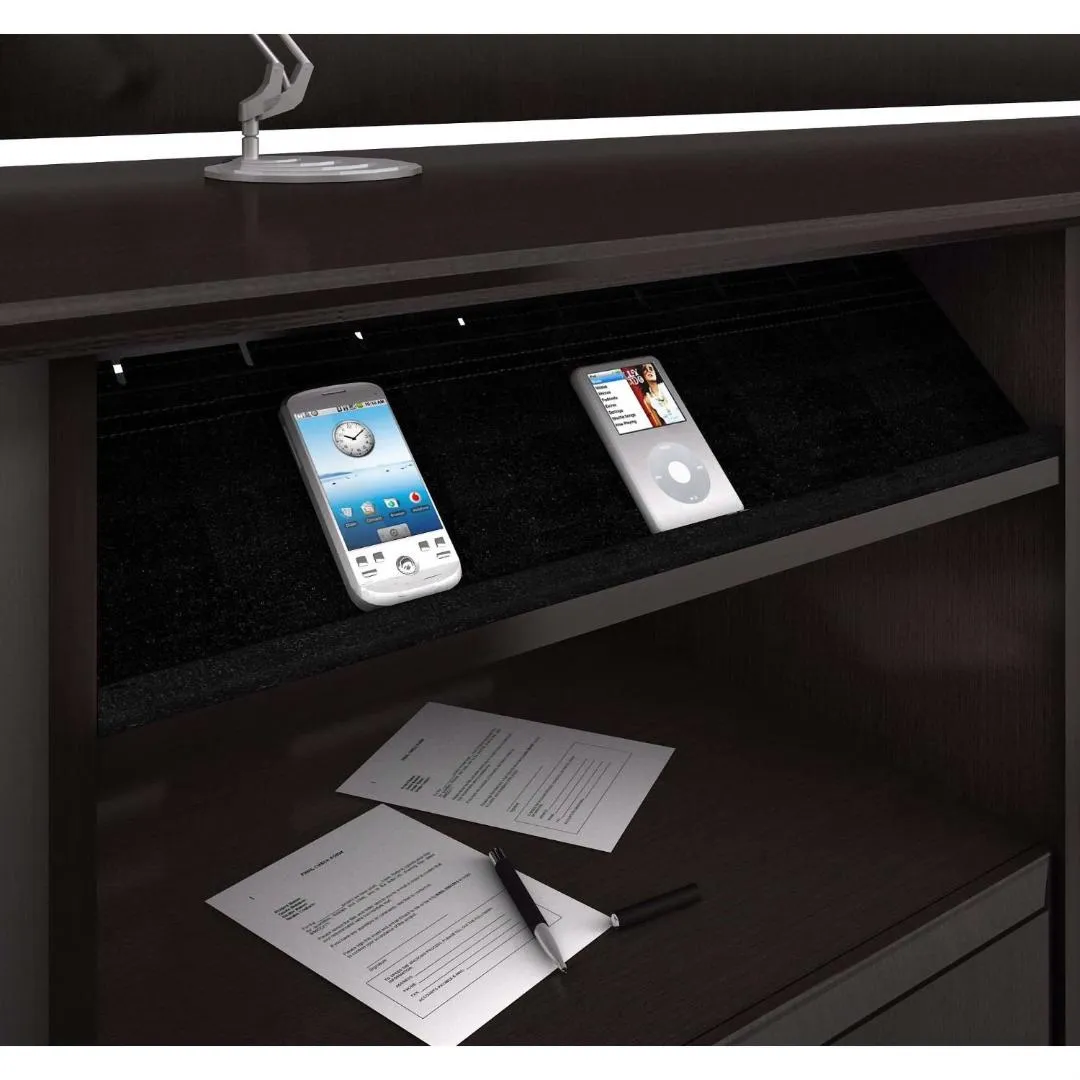L-Shaped Corner Computer Desk with File Drawer in Espresso Wood Finish