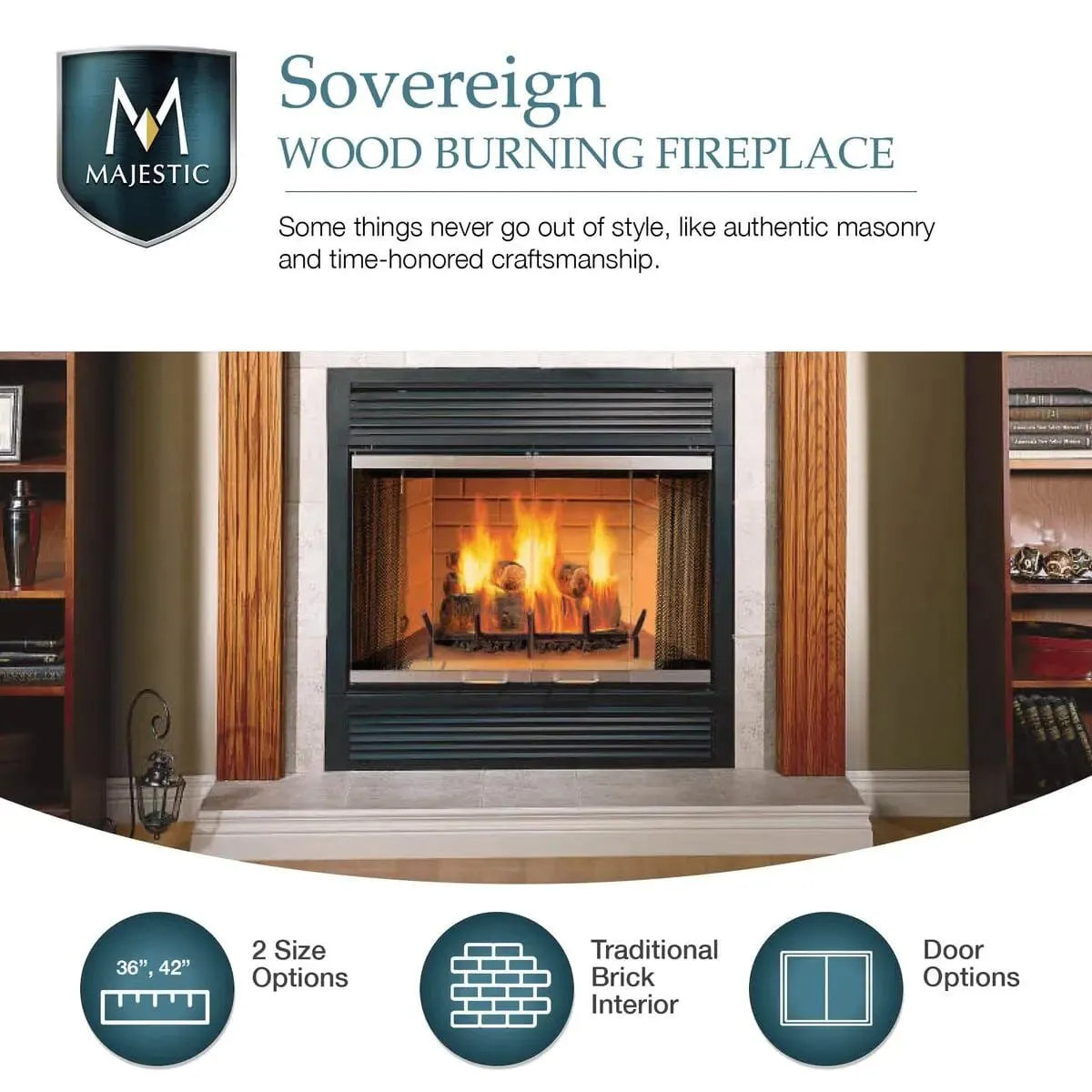 Majestic Sovereign 42" Radiant Wood-Burning Fireplace SA42R