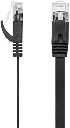 Maximm Cat6 Flat Ethernet Cable, 3 Feet, Black - 6 Pack - High Speed Internet LAN Cable with Snagless RJ45 Connectors for Fast Computer Networking   Cable Clips and Ties