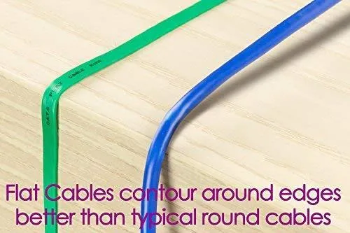 Maximm Cat6 Flat Ethernet Cable, 3 Feet, Black - 6 Pack - High Speed Internet LAN Cable with Snagless RJ45 Connectors for Fast Computer Networking   Cable Clips and Ties
