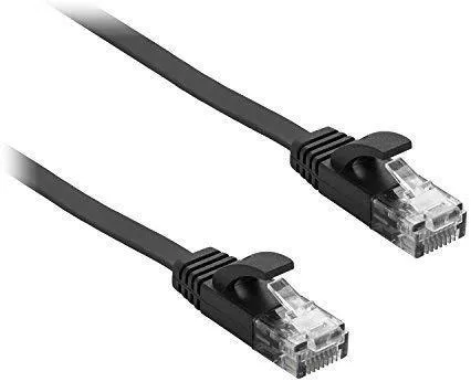 Maximm Cat6 Flat Ethernet Cable, 3 Feet, Black - 6 Pack - High Speed Internet LAN Cable with Snagless RJ45 Connectors for Fast Computer Networking   Cable Clips and Ties