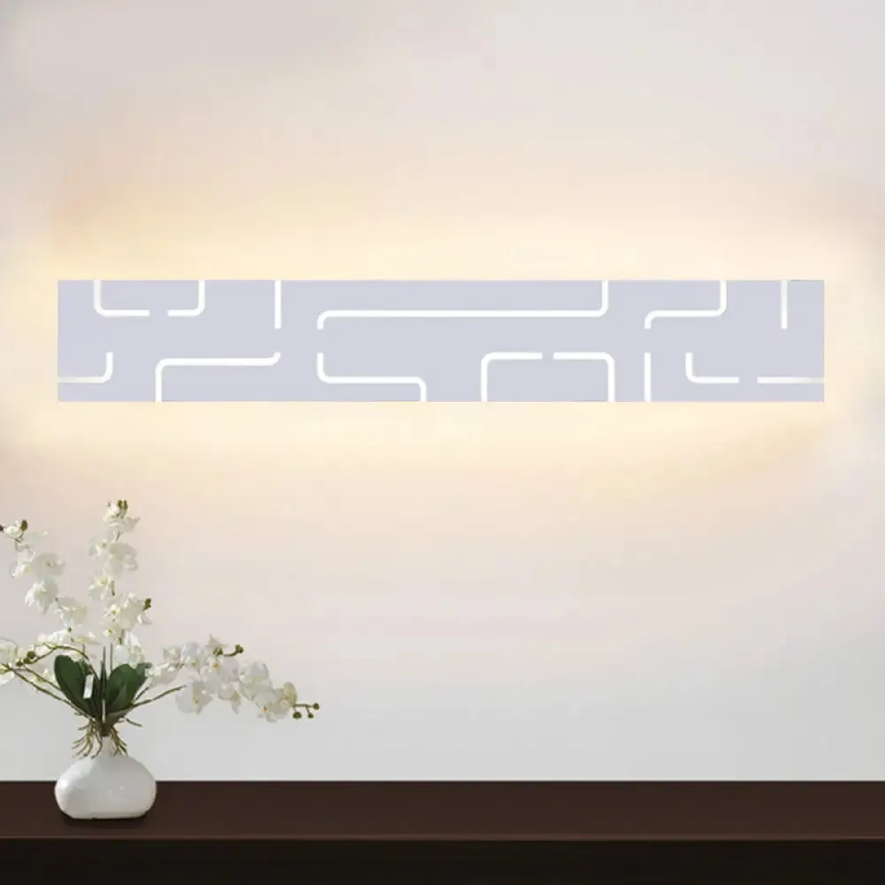 Modern White Etched Rectangle LED Acrylic Wall Light Fixture in Warm/White Light