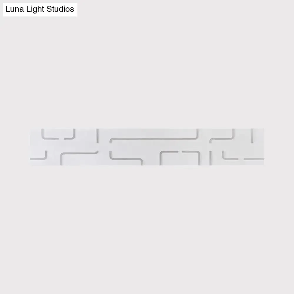 Modern White Etched Rectangle LED Acrylic Wall Light Fixture in Warm/White Light