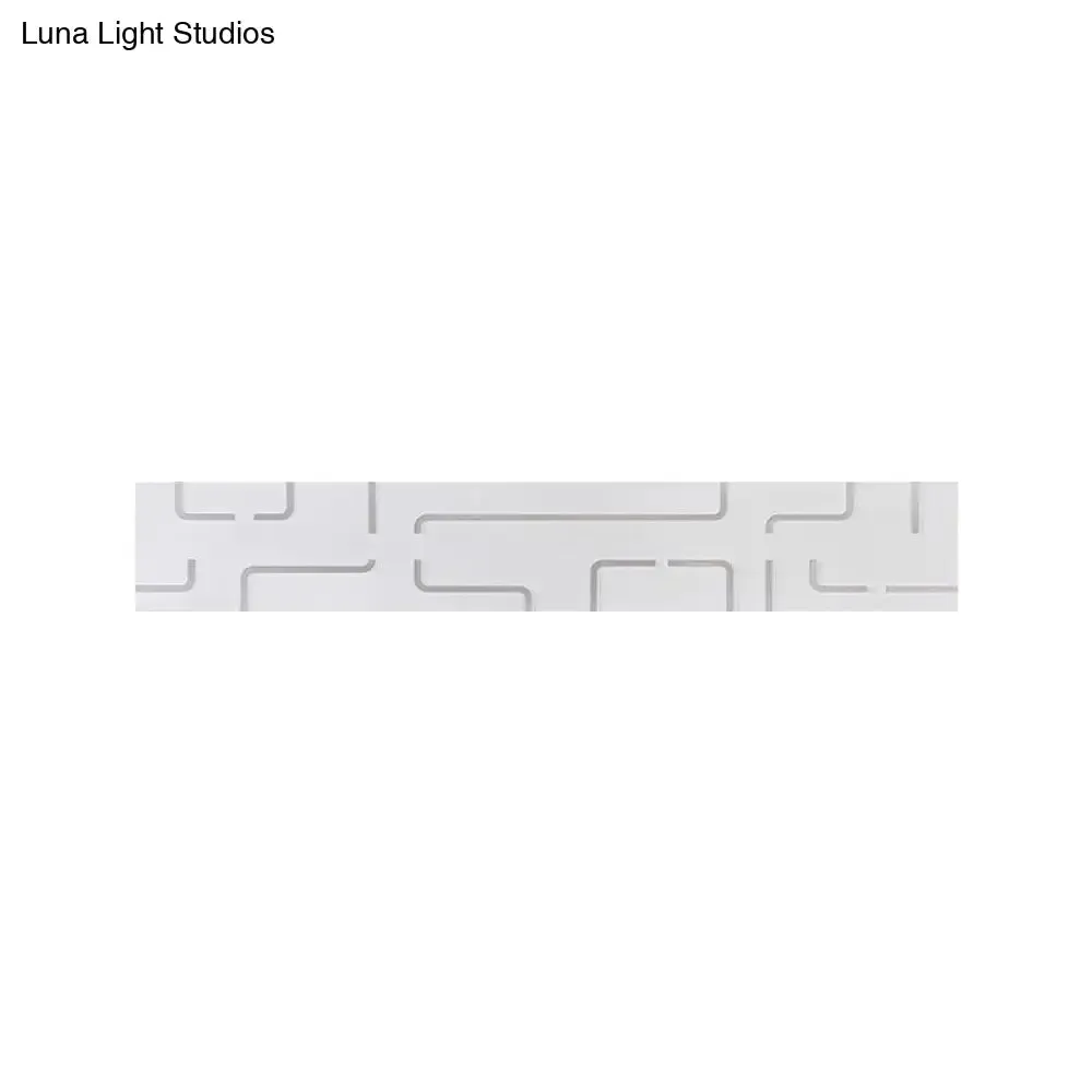 Modern White Etched Rectangle LED Acrylic Wall Light Fixture in Warm/White Light