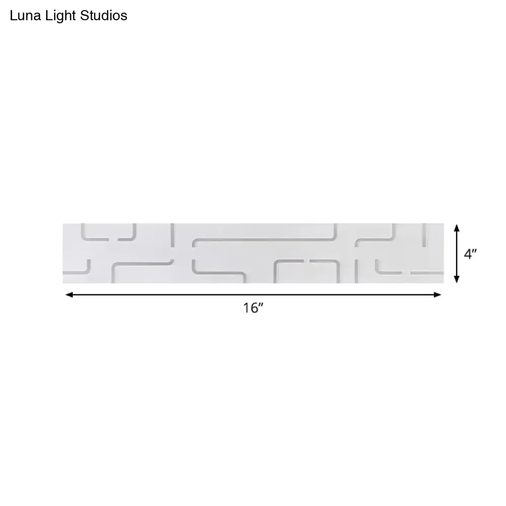 Modern White Etched Rectangle LED Acrylic Wall Light Fixture in Warm/White Light