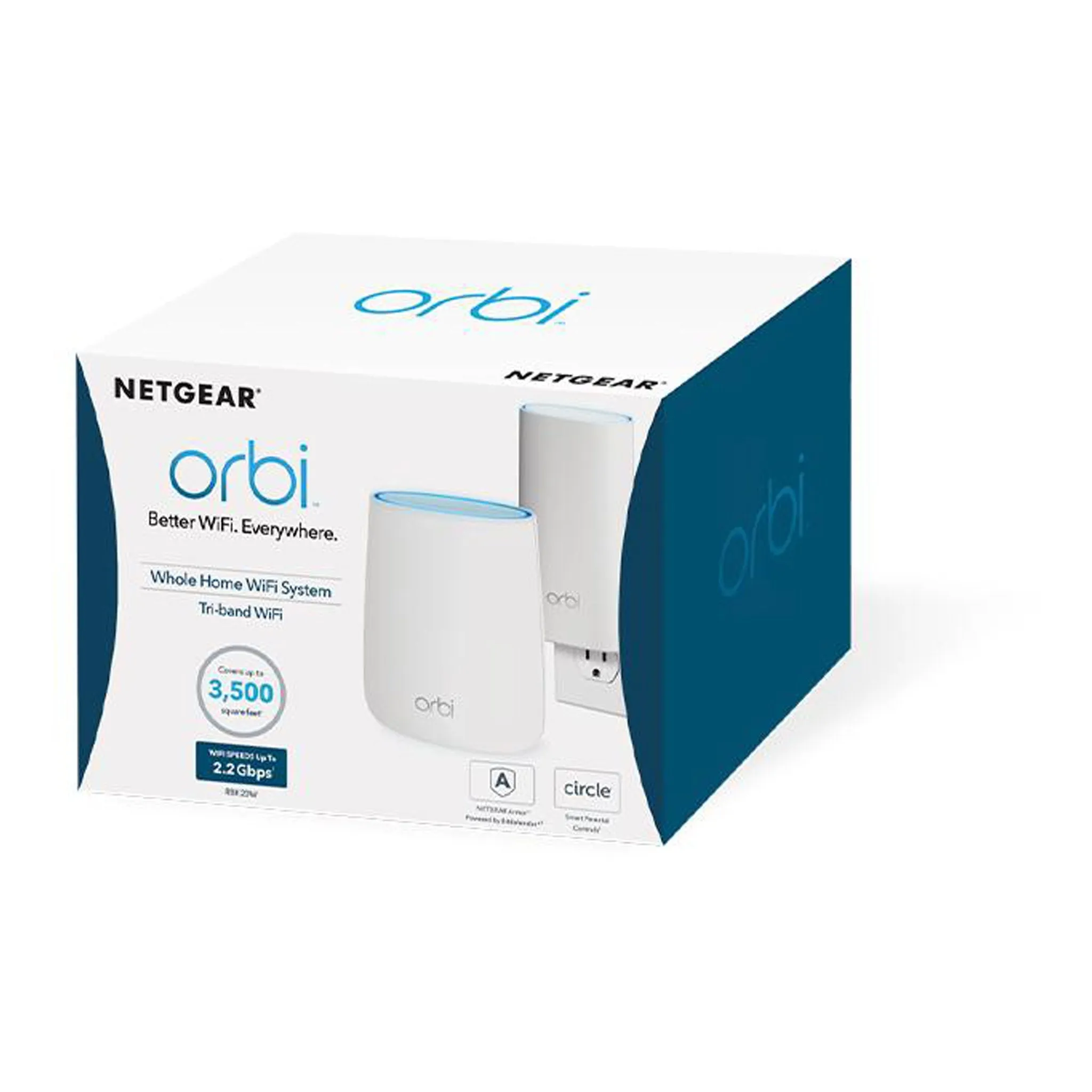 NETGEAR RBK20W-100NAS Orbi Whole Home AC2200 Tri-Band WiFi Router System