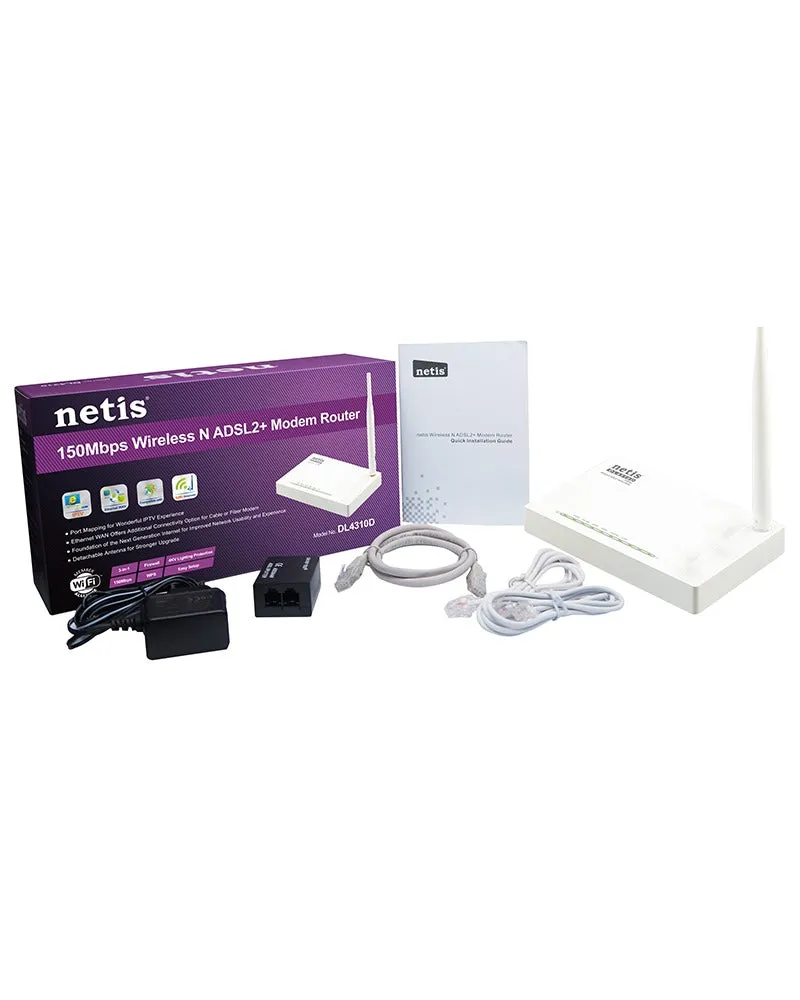 NETIS DL4312 150MBPS WIRELESS N ADSL2 