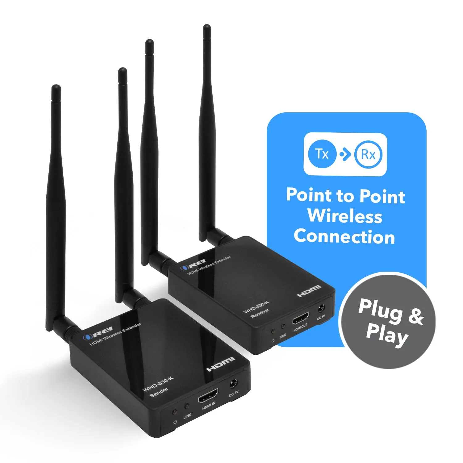 OREI WHD-330-K: Wireless HDMI Transmitter & Receiver Extender upto 300 ft 1080P