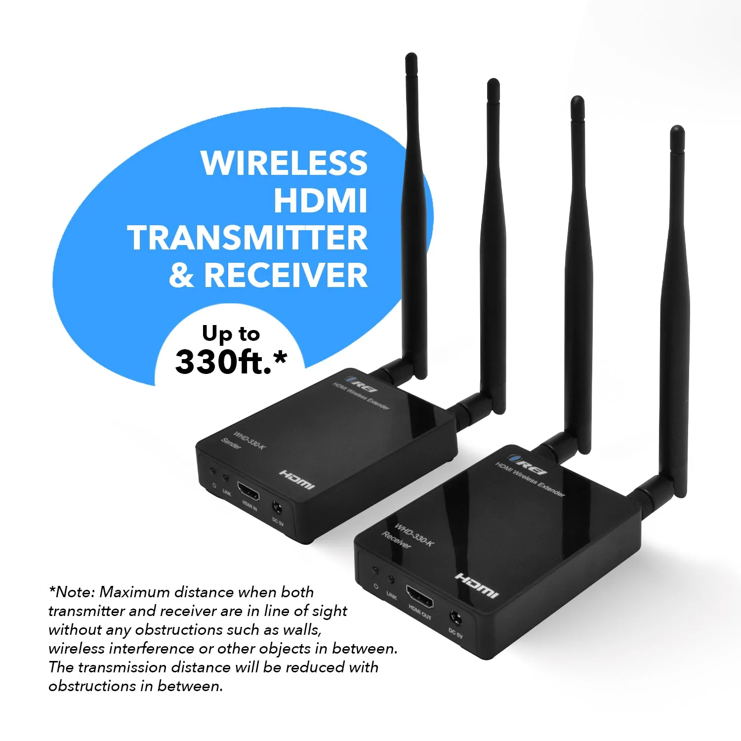 OREI WHD-330-K: Wireless HDMI Transmitter & Receiver Extender upto 300 ft 1080P