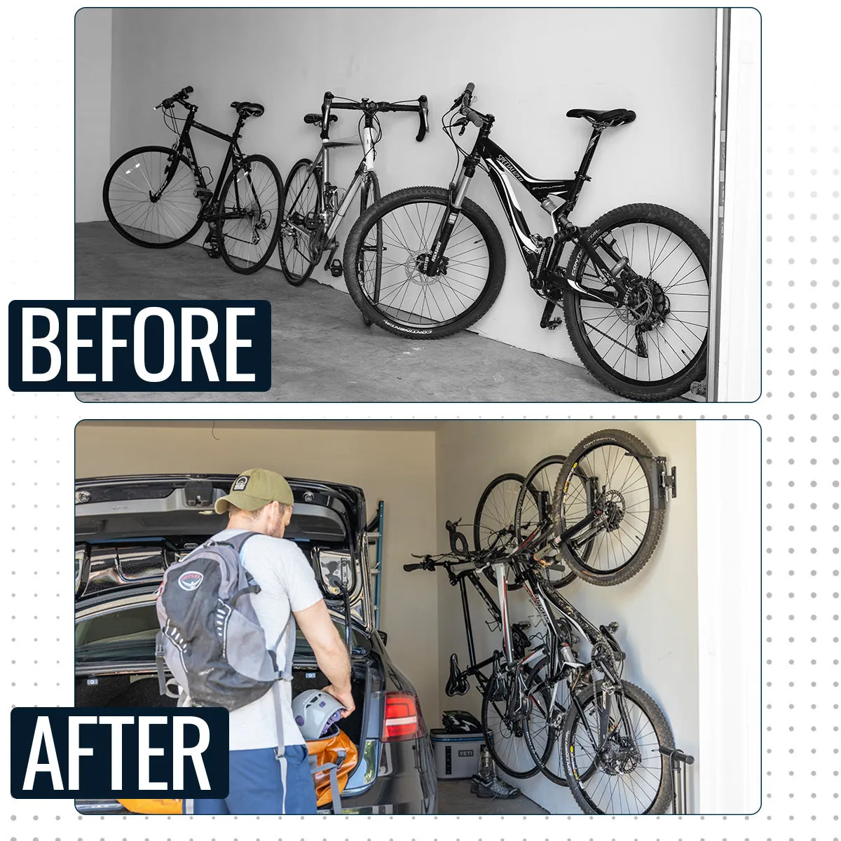 OUTLET | Swivel Mount Bike Storage Rack | Garage Wall Hook | Deep Water