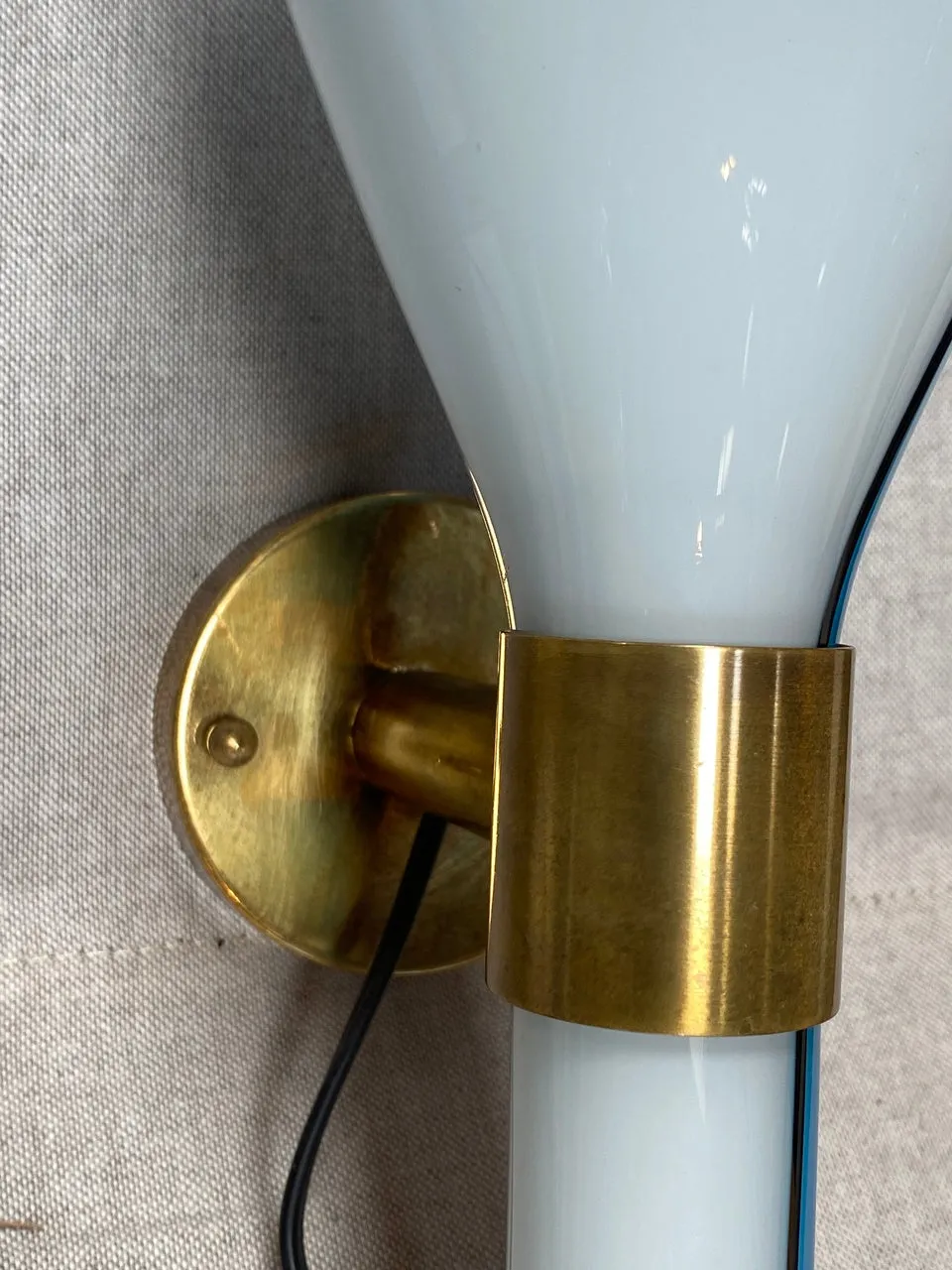 Pair of Hand Blown Venini Sconces with Brass Mounts 1950s
