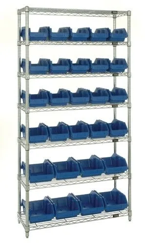 Quantum W7-18-28 Wire Shelving System with 7 Shelves, 36" x 18" x 74"
