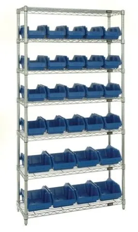 Quantum W7-18-28 Wire Shelving System with 7 Shelves, 36" x 18" x 74"
