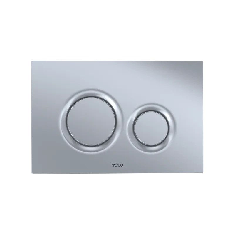 Round Dual-Flush Push Button Plate in Matte Silver