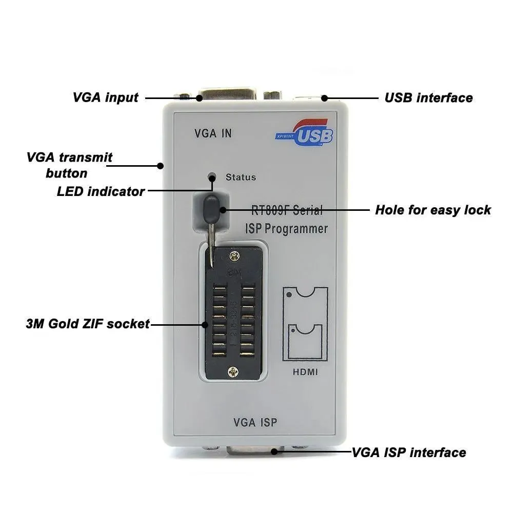 RT809F Serial ISP Programmer: with 12 adapters, 1.8v adapter, SOP8 test clip and EDID cable