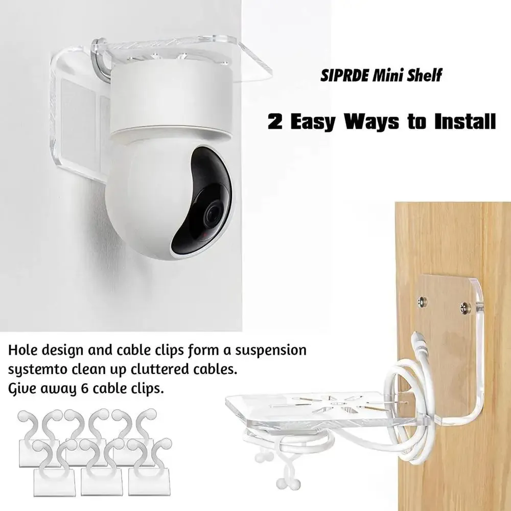 (Set of 3) Acrylic Floating Wall Shelves for Security Cameras, Baby Monitors, Speakers (Clear)