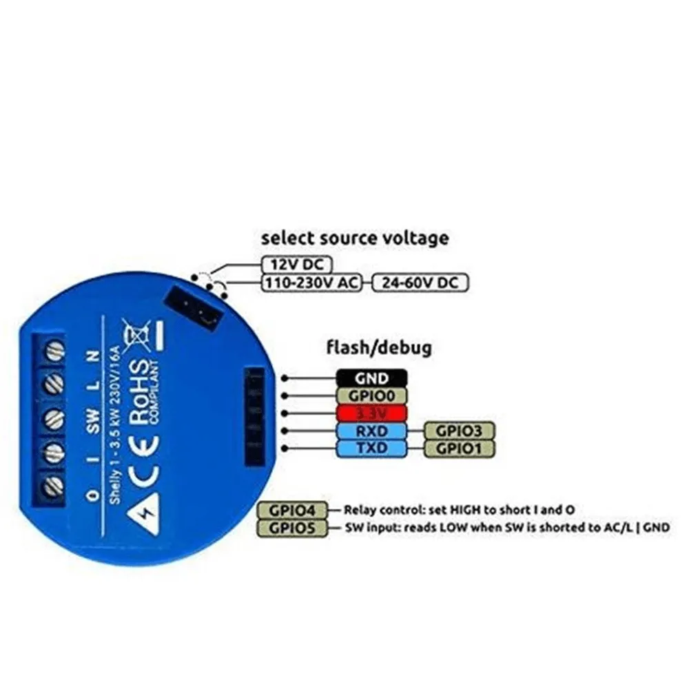 Shelly 1 WiFi Relay Switch RoHS Compliant Smart Home Automation 10 Pack BULK Alexa Google Home