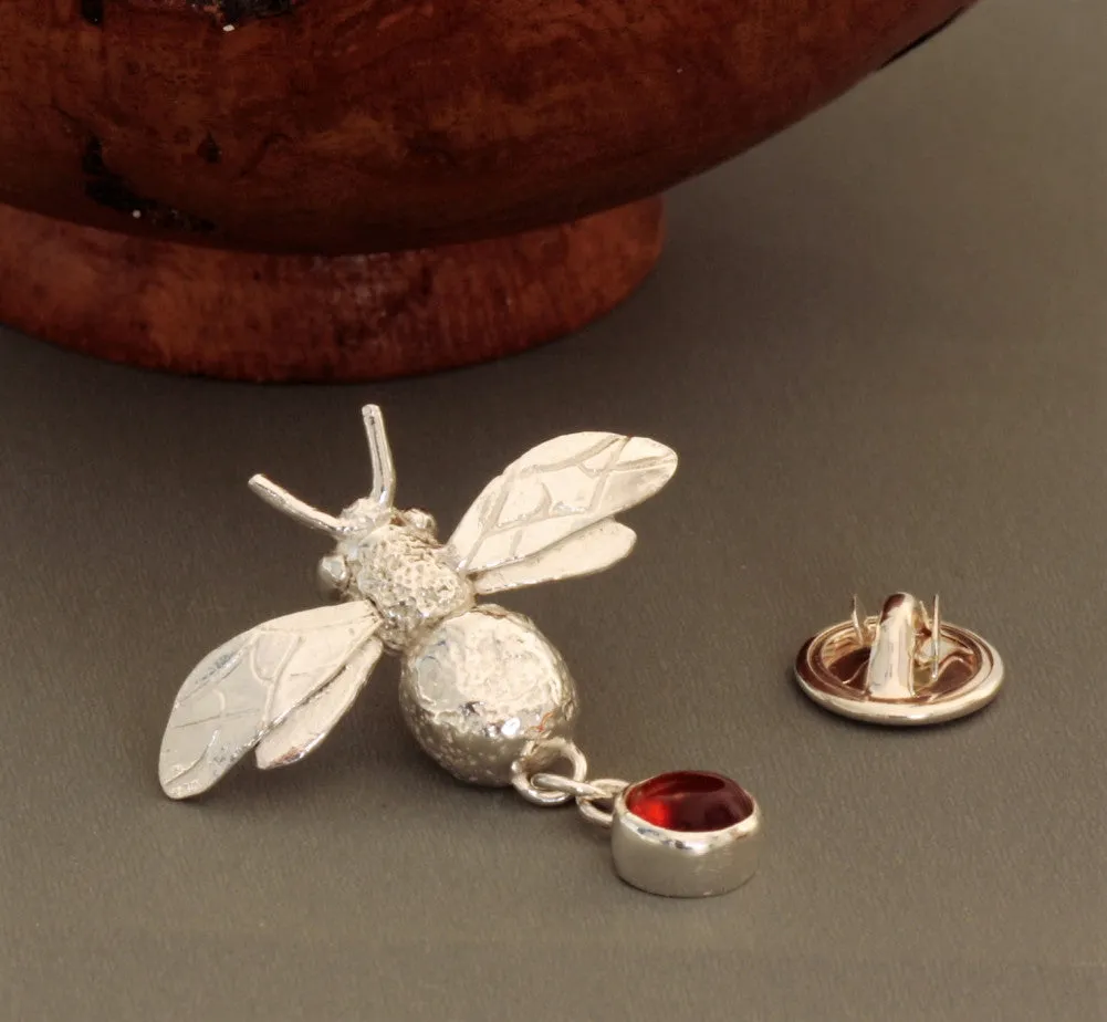 Silver bee Birthstone lapel Tie Pin