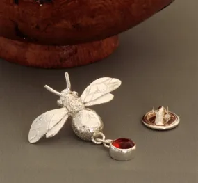 Silver bee Birthstone lapel Tie Pin