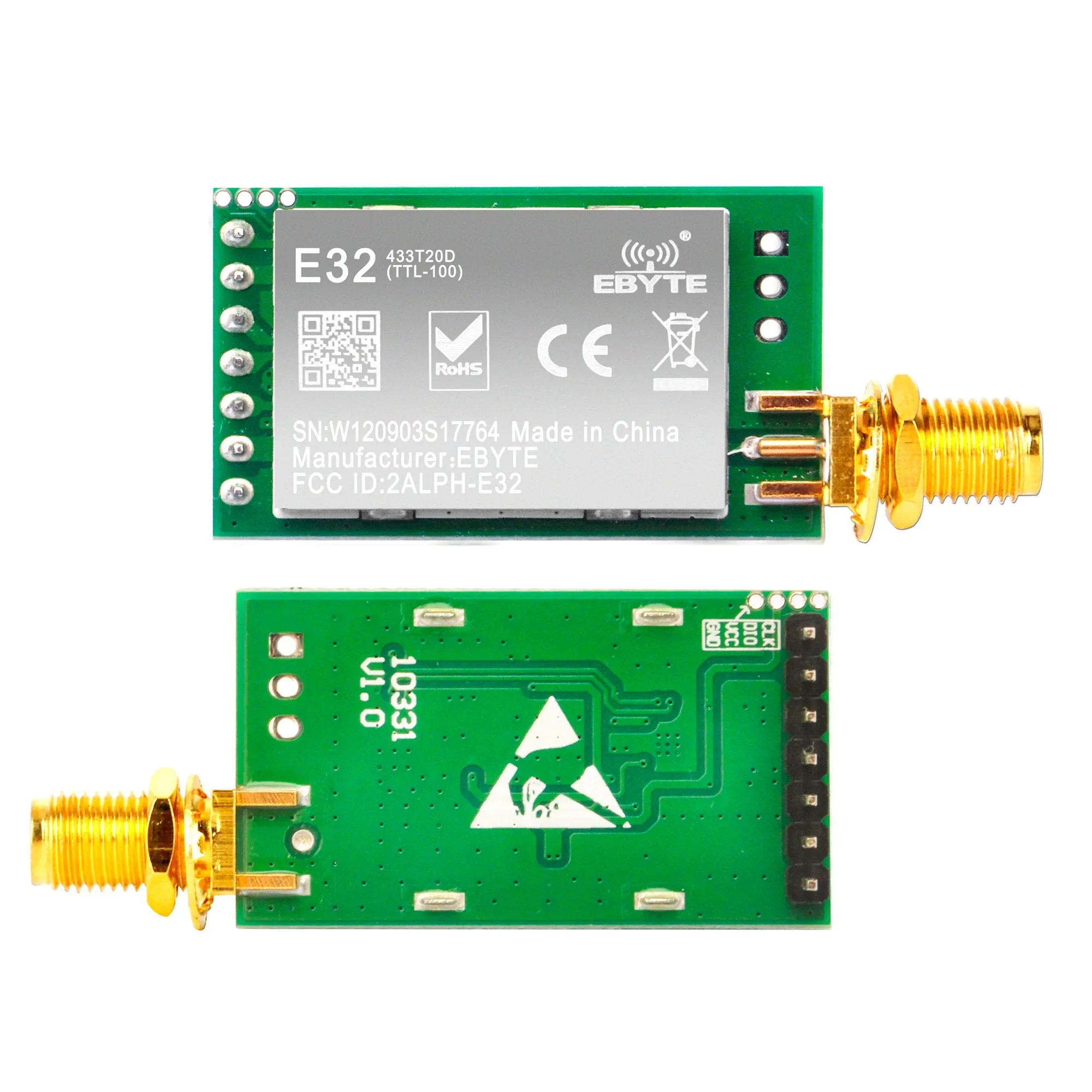 SX1278 LoRa Radio Wireless 433Mhz 410~441MHz UART Serial Module LoRaWAN Transmitter Receiver   433Mhz 3dBi SMA Antenna, Compatible with Arduino STM32 51 Single Chip Microcomputer