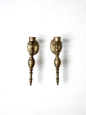 vintage brass candle sconces pair