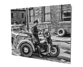 Vintage Police Motor Bike Patrol Unit Aluminum Stand Off Wall Decor